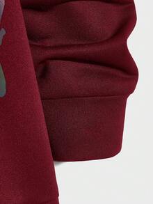 GENTILAND Nam Lỏng lẻo Phản chiếu Đồ họa Hoạt hình Dây rút Hoodie - Màu Đỏ Sâu - Xem 5