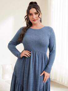 Mulvari Plus Size Ruffle Hem Long Dress