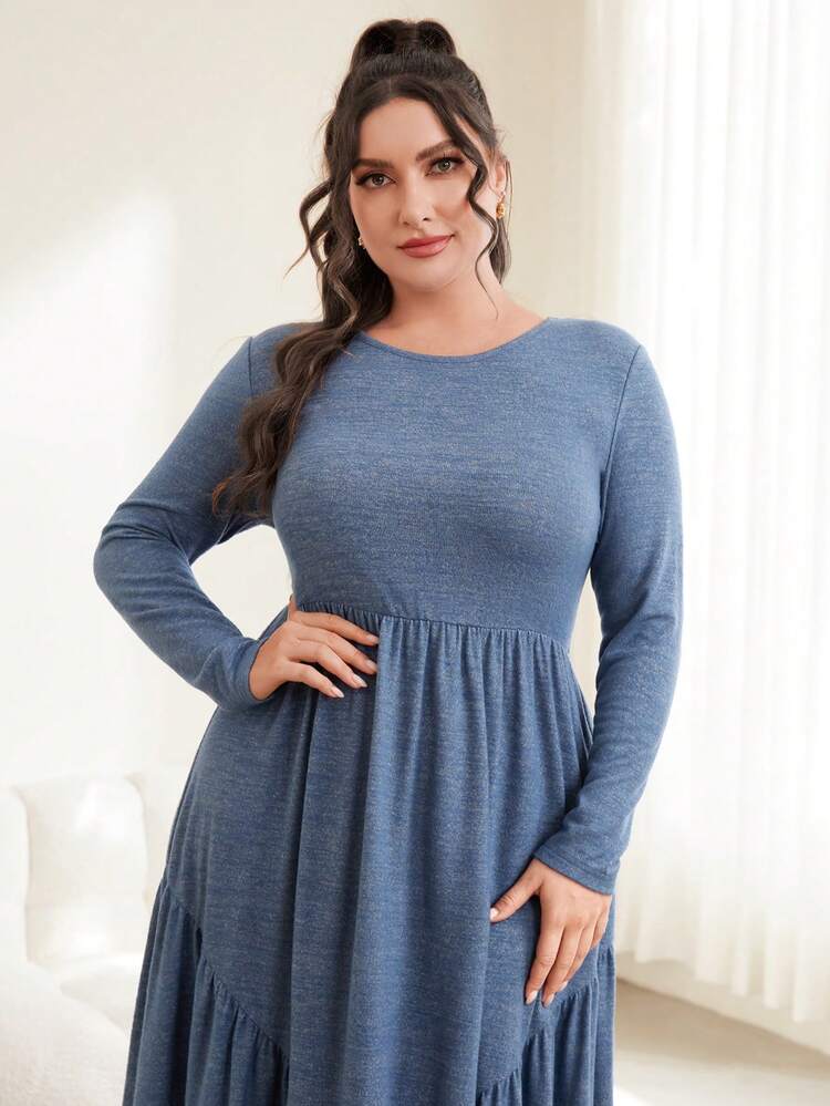 Plus Size Ruffle Hem Long Dress