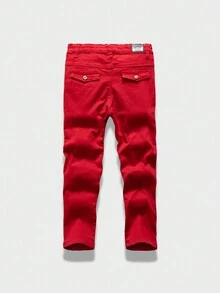 Chàng trai trẻ Chất rắn Quần chân thẳng - Đỏ - Xem 2