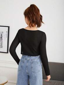 Teen Girl Twist Front Hanky Hem Tee - Black - View 2