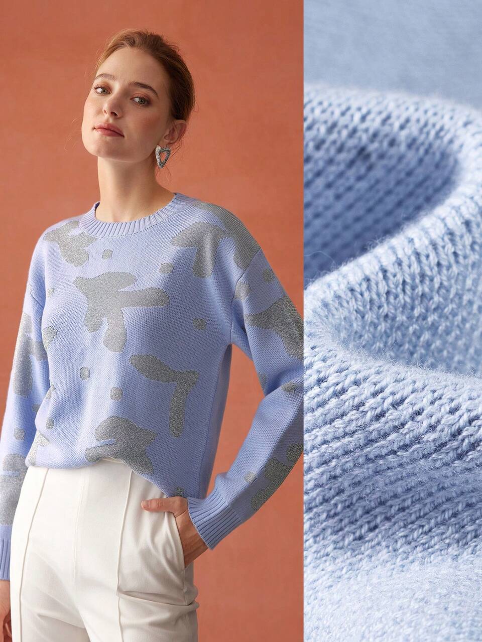 WOOL-BLEND ABSTRACT KNIT SWEATER