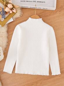 SHEIN Cô Gái Trẻ Ren Mộc nhĩ Cổ giả Áo len - trắng - Xem 2