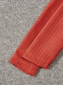 SHEIN Girls' Woolen Coat With Asymmetrical Lapel Collar, For Tween - Red - View 3