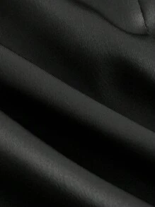 SHEIN MOD Lace Up Front Contrast Lace Dress - Black - View 3