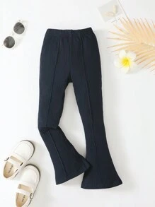 SHEIN Young Girl Flared Pants - Navy Blue - View 3