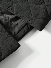 SHEIN 孕婦純色荷葉領自綁腰帶開放式前閉合外套 - 黑色 - 查看 5