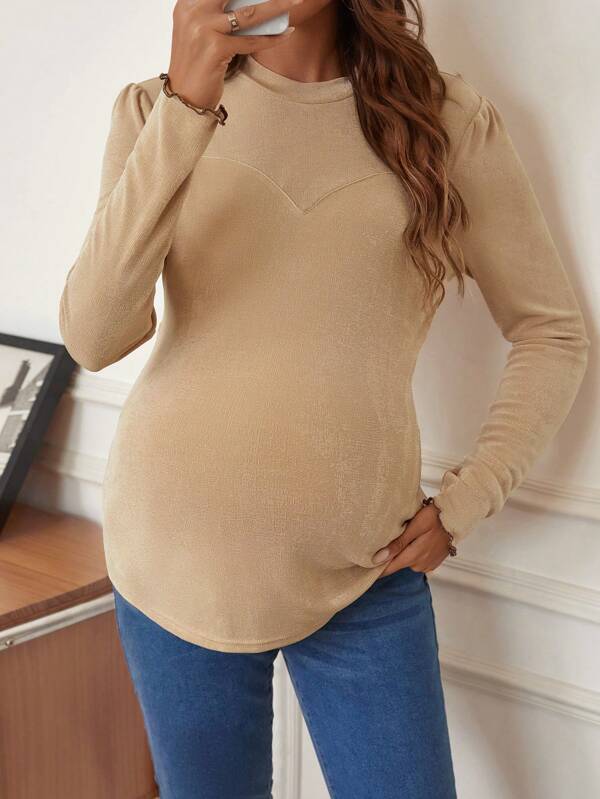 SHEIN Maternity Solid Round Neck Tee
