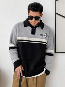 DAZY Men's Striped Sweater With Letter Print Fall,Winter - Multicolor - View 7