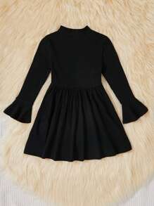 SHEIN Kleines Mädchen Kleid mit Stehkragen, Knopf Detail, augestellten Ärmeln