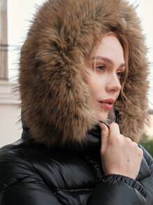 Anewsta Women's Short Padded Coat - Black - View 4