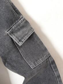 SHEIN 年輕男孩休閒直筒載貨牛仔褲