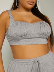 SHEIN Unity Plus Ruched Bust Crop Top & Pants Set