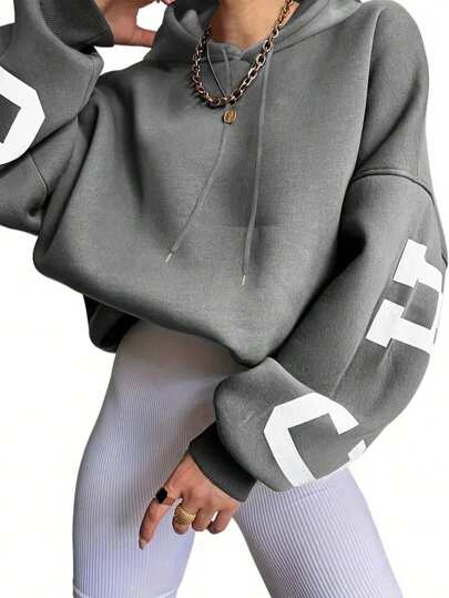 Sudadera con capucha de mujeres con estampado de letra