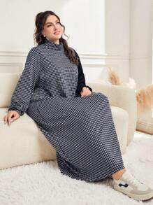 Mulvari Hơn In Houndstooth Thả vai Đầm - Nhiều màu - Xem 5