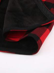 Camisa con capucha de franela engrosada para hombre, abrigo con forro térmico a cuadros de manga larga para el invierno - Rojo - Ver 9