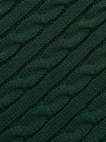 Manfinity Homme 男士幾何圖案麻花編織套頭毛衣 - 綠色 - 查看 4