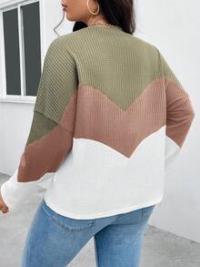 SHEIN LUNE 大尺碼女式拼色 T 卹 - 彩色 - 查看 2