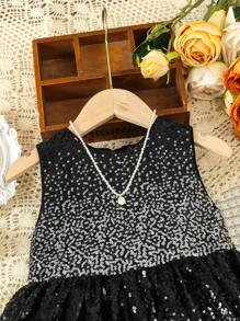 SHEIN Cô Gái Trẻ Kim sa Váy không tay - Nhiều màu - Xem 5