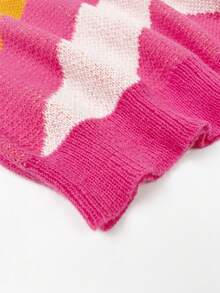 加大號彩色拼接下落肩毛衣 - 彩色 - 查看 5