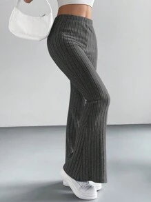 SHEIN Knitted High Waist Flared Pants