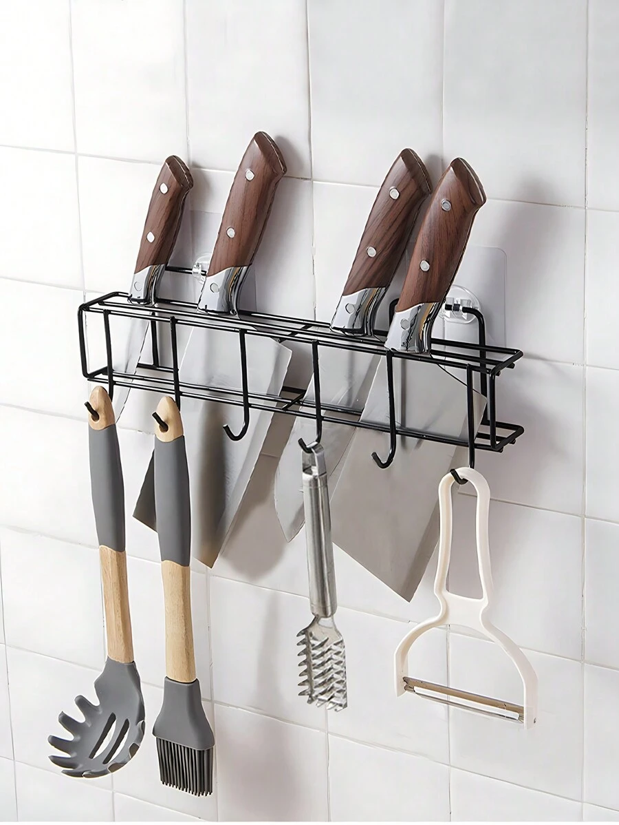 SHEIN Basic living 1Pc  Metal Knife Shelf kitchen Organizer Rack Multifunctional shelf