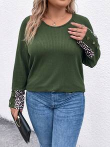 SHEIN LUNE Của phụ nữ Kích thước lớn Màu xanh lá Áo thun - xanh quân đội - Xem 5