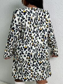 Slaydiva Plus Allover Print Open Front Coat - Multicolor - View 3