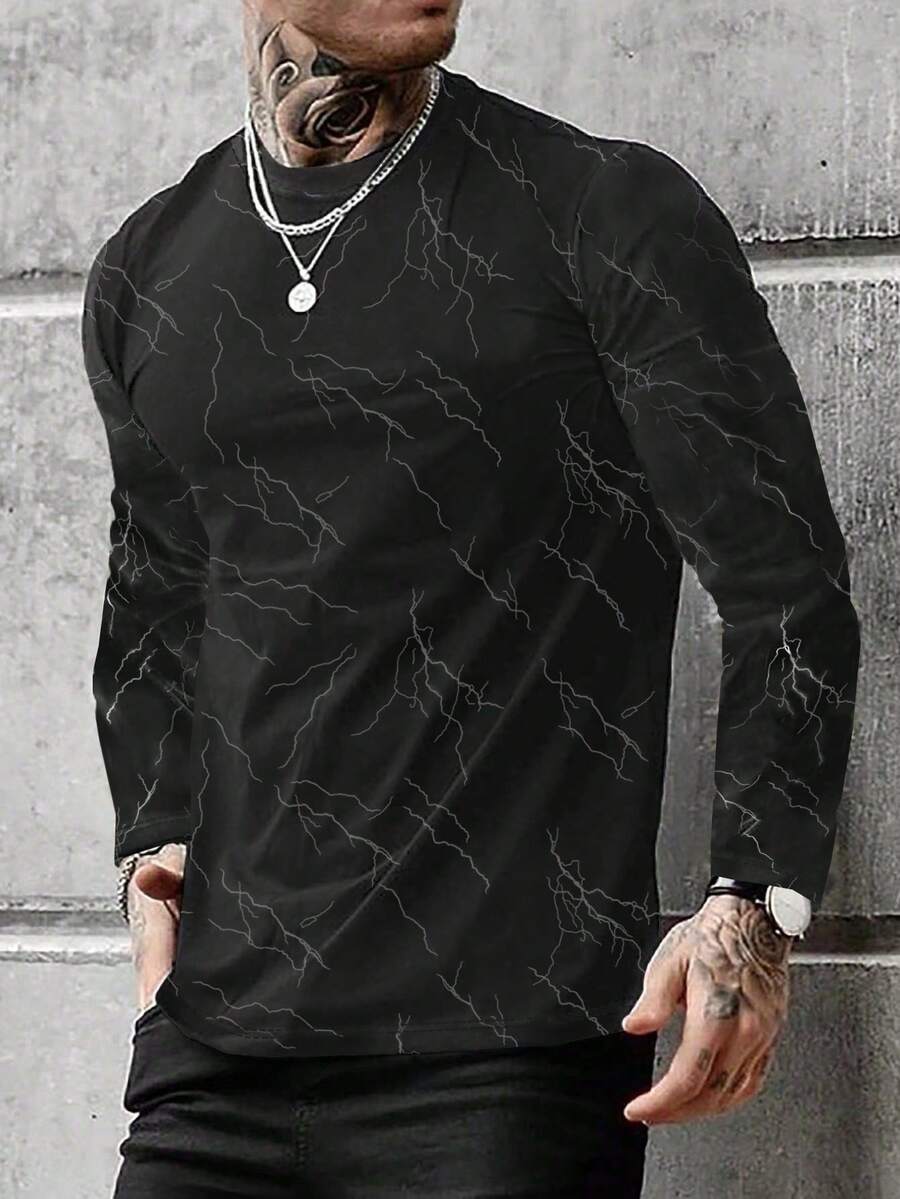 Manfinity LEGND Nam In chớp Áo thun - màu đen - Xem 1