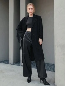 Anewsta Abrigo largo versátil de mujer - Negro - Ver 3