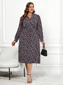 SHEIN Clasi Vestido de talla grande con estampado floral menudo