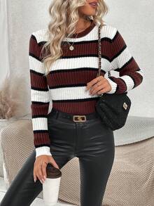 SHEIN Essnce Women's Striped Sweater - Multicolor - View 4