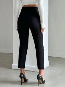 Women's Solid Color Tapered Pants - Black - View 2