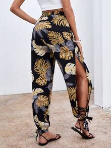 SHEIN VCAY 女性時尚鏤空繃帶長款長褲