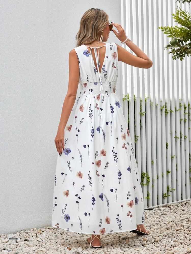Floral Print Tie Back Dress