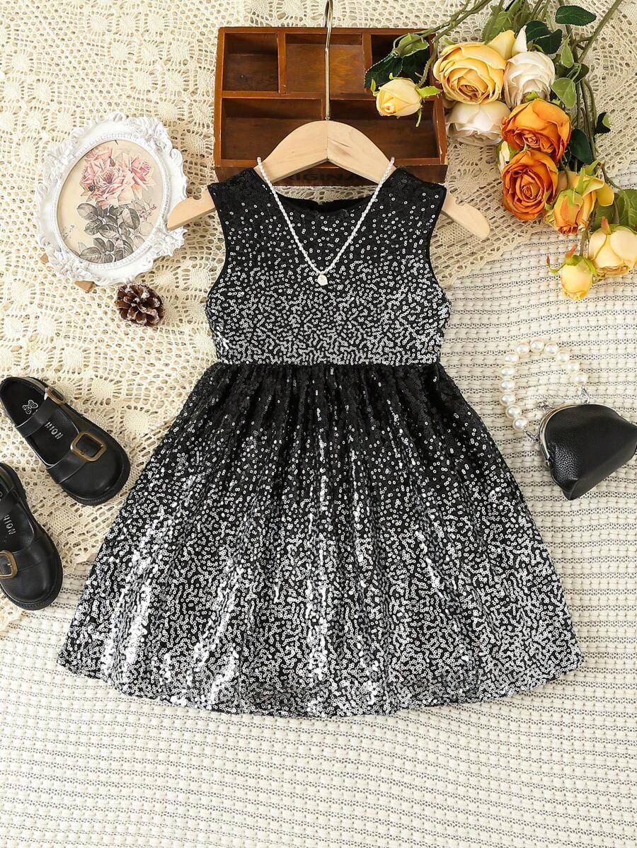 SHEIN Cô Gái Trẻ Kim sa Váy không tay - Nhiều màu - Xem 1