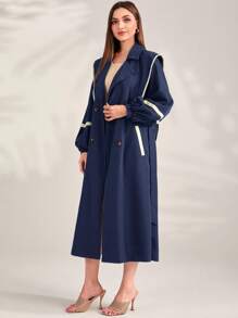 Mulvari 女士圓筒袖腰帶褲子連身衣 - 藏蓝色 - 查看 3