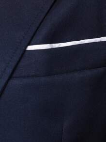 Manfinity Mode Men Lapel Neck Single Button Blazer & Suit Pants - Navy Blue - View 7