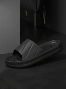 Fall/Winter New Fashionable And Versatile Soft Black Rhombus Surface With Non-Slip And Anti-Odor Eva Material Bathroom Slip-On Men's Home Plastic Slippers - Black - View 3