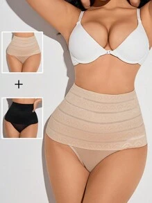 Pantalones De Modelación De Malla Y Cintura Alta Para Mujer