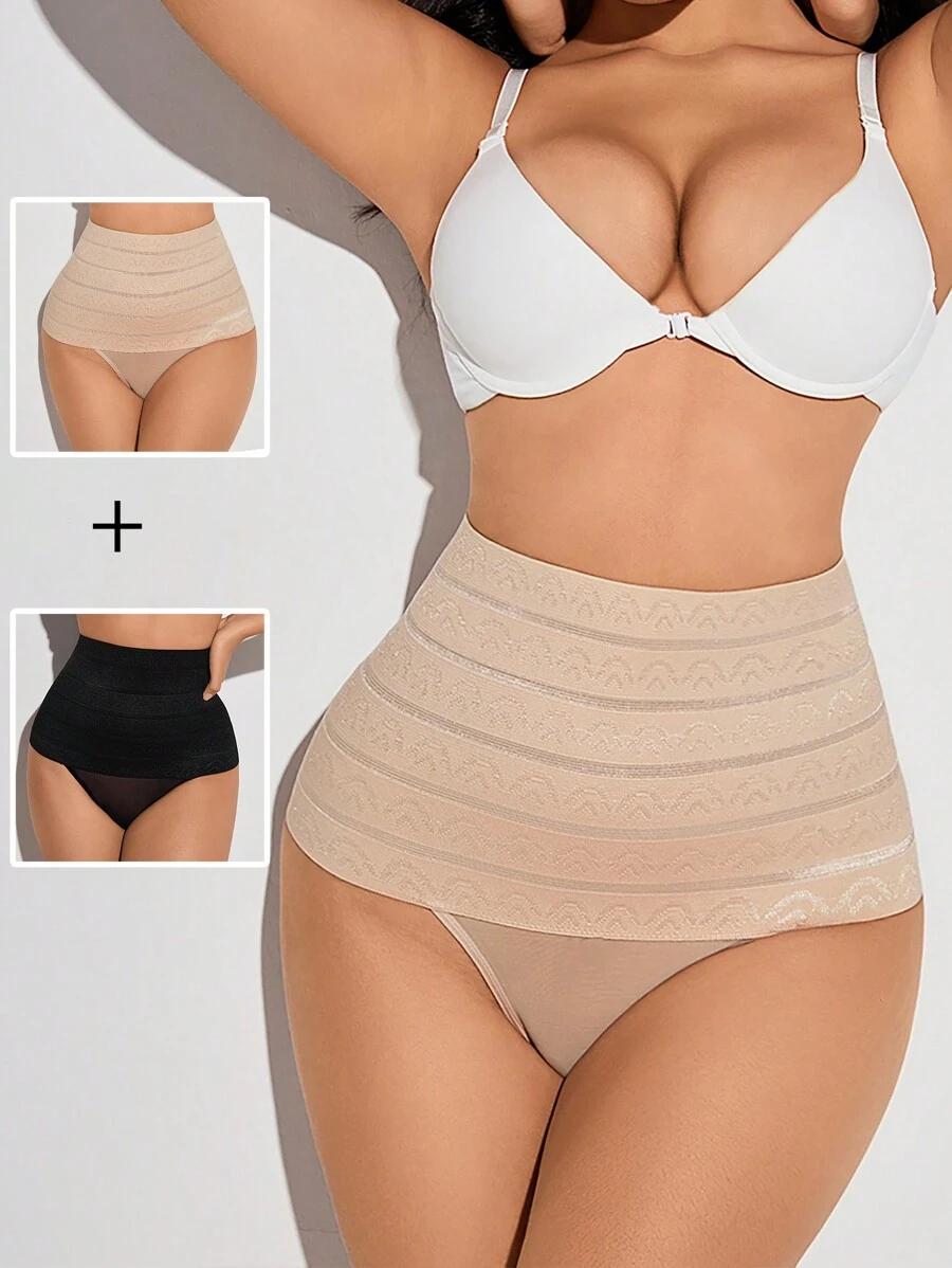 Pantalones De Modelación De Malla Y Cintura Alta Para Mujer