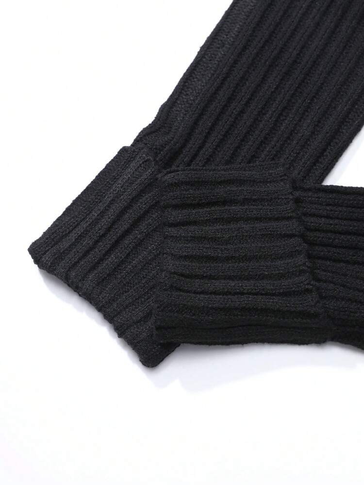 Women's High Neck Solid Color Drop Shoulder Knit Pullover Fall Winter Sweater