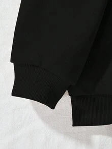 SHEIN EZwear 女款聖誕印花運動衫 - 黑色 - 查看 4