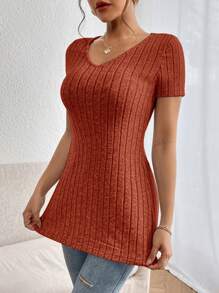 SHEIN Essnce Camiseta De Mujer - Color caoba - Ver 6