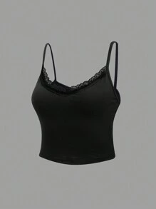 Flirla 2pcs Lace Trim Cami Top