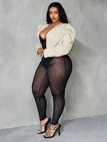 Slaydiva 大尺碼女款短泡泡袖夾克 - 白色 - 查看 5