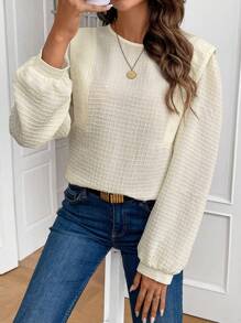 SHEIN Frenchy Của phụ nữ Lỗ khóa trở lại Vòng cổ Áo sơ mi - Màu be - Xem 4