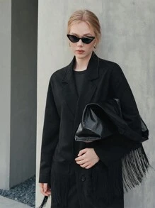 Anewsta Abrigo largo versátil de mujer - Negro - Ver 5