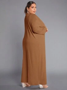 SHEIN SXY Hơn Chất rắn Váy bodycon Với Mở Mặt trước áo - màu nâu - Xem 2