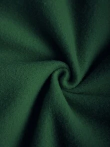 加大码字母与心形印花抽绳连帽运动衫，带保暖内衬和落肩 - 墨綠色 - 查看 4